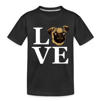 I love Pugs Retro - Kids' Premium Organic T-Shirt - black - Front