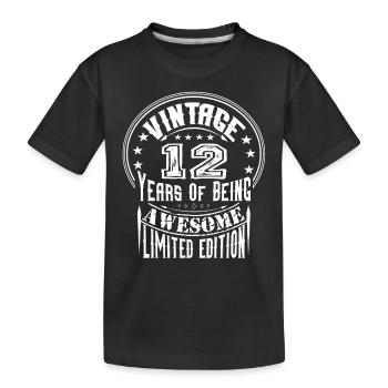 Vintage 12 Years Of Being Awesome Limited Edition - Kids' Premium Organic T-Shirt - black - Front
