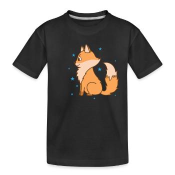 Fuchs ist aufmerksam Wildtier Rotfuchs - Kinder Premium Bio T-Shirt - Schwarz - Vorne