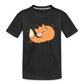 Fuchs träumt Tier Natur Umwelt Rotfuchs - Kinder Premium Bio T-Shirt - Schwarz - Vorne