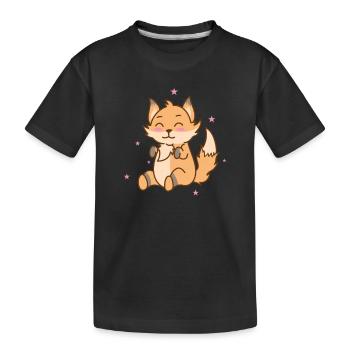 Fuchs rejoices with his eyes closed - Kids' Premium Organic T-Shirt - black - Front