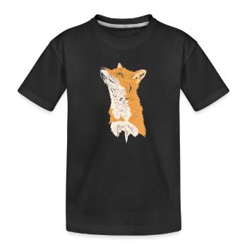 Fuchs Tier Wildnis Natur Umwelt - Kinder Premium Bio T-Shirt - Schwarz - Vorne