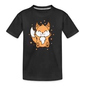 Fuchs freut sich Tierpark Tier Natur Umwelt - Kinder Premium Bio T-Shirt - Schwarz - Vorne