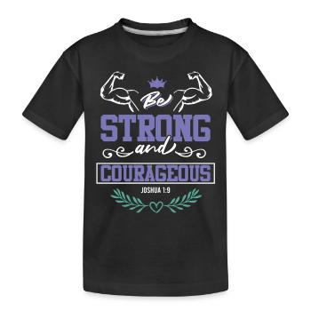 Bible verse Strong Jesus - Kids' Premium Organic T-Shirt - black - Front