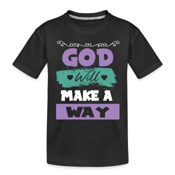 God Jesus Faith - Bible Verse - Kids' Premium Organic T-Shirt - black - Front