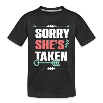 sie ist vergeben spruch - Kinder Premium Bio T-Shirt - Schwarz - Vorne