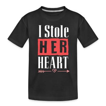 I stole her heart couples - Kids' Premium Organic T-Shirt - black - Front