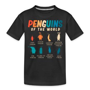 Penguins, Penguins, Penguin lovers - Kids' Premium Organic T-Shirt - black - Front