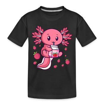 Kawaii Axolotl Milkshake au lait de fraise Anime - T-shirt bio Premium Enfant - noir - Devant