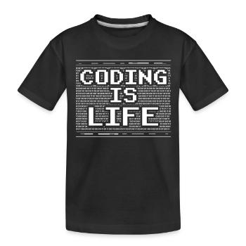 Coding is Life Coder Code Programmer - Kids' Premium Organic T-Shirt - black - Front