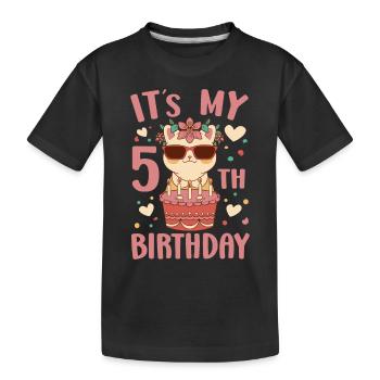 5th Birthday 5 Years Old Bday Party Gift For Girl - Kids' Premium Organic T-Shirt - black - Front