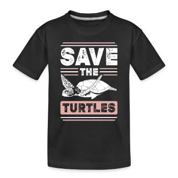 Tortue militante des droits des animaux - T-shirt bio Premium Enfant - noir - Devant