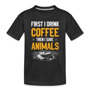 Café militant des droits des animaux - T-shirt bio Premium Enfant - noir - Devant