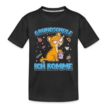 Grundschule ich komme Einschulung Kätzchen - Kinder Premium Bio T-Shirt - Schwarz - Vorne