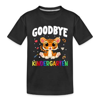 Goodbye Kindergarten Tiger Einschulung Schule - Kinder Premium Bio T-Shirt - Schwarz - Vorne