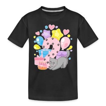 Birthday shirt kitten finally 2 years girl - Kids' Premium Organic T-Shirt - black - Front
