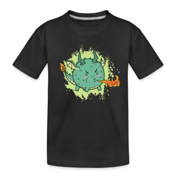 Le gros dragon kawaii crache du feu - T-shirt bio Premium Enfant - noir - Devant