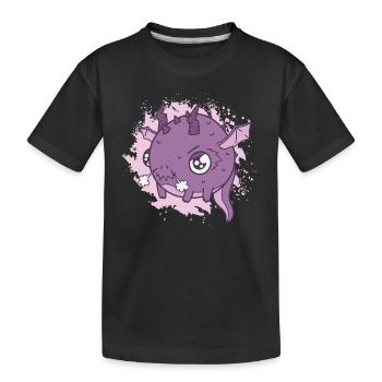 dicker Kawaii Drache ist sauer - Kinder Premium Bio T-Shirt - Schwarz - Vorne
