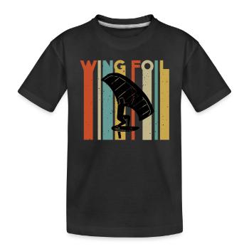 Wing Foil - Kinder Premium Bio T-Shirt - Schwarz - Vorne