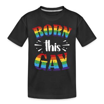 Né ce drapeau de la Gay Pride arc-en-ciel - T-shirt bio Premium Enfant - noir - Devant