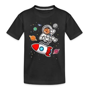 Capybara Astronaut im Weltraum Lustiger Nagetierliebhaber Wortspiel - Kinder Premium Bio T-Shirt - Schwarz - Vorne
