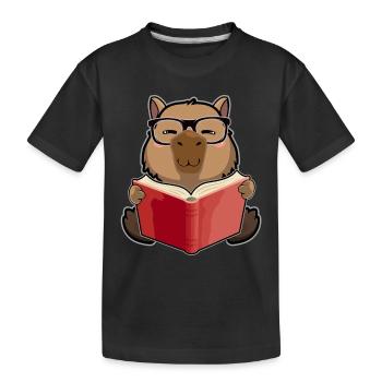 Kawaii Capybara - Capybaras And Reading Books Wortspiel - Kinder Premium Bio T-Shirt - Schwarz - Vorne