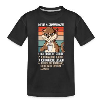 Meine 4 Stimmungen Kaffee Otter - Kinder Premium Bio T-Shirt - Schwarz - Vorne