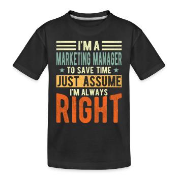 Marketing Manager - Kids' Premium Organic T-Shirt - black - Front