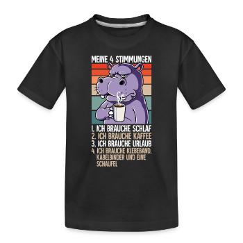 Meine 4 Stimmungen Kaffee Nilpferd - Kinder Premium Bio T-Shirt - Schwarz - Vorne