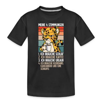Meine 4 Stimmungen Kaffee Leopard - Kinder Premium Bio T-Shirt - Schwarz - Vorne