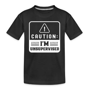 Attention je suis sans surveillance Humour non supervisé - T-shirt bio Premium Enfant - noir - Devant