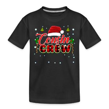 Red Plaid Christmas Design - Cute Christmas Cousin - Kids' Premium Organic T-Shirt - black - Front