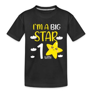 1 Year Old Birthday Girl Gift at A Big Star - Kids' Premium Organic T-Shirt - black - Front