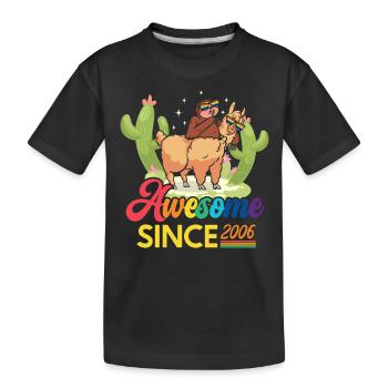 Awesome Since 2006 Year of birth sheep anniversary - Kids' Premium Organic T-Shirt - black - Front