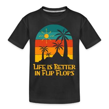 La vie est meilleure à Flip Flops Beach Summer Ocean - T-shirt bio Premium Enfant - noir - Devant