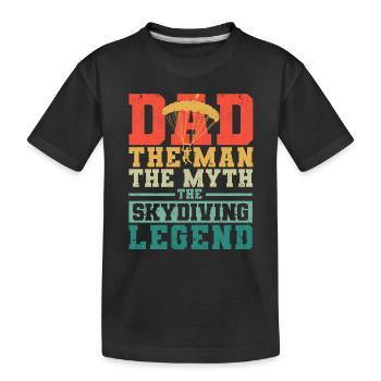 Dad Der Mann Der Mythos Die Fallschirmspringer - Kinder Premium Bio T-Shirt - Schwarz - Vorne