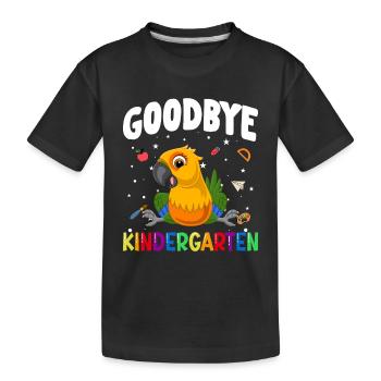 Goodbye Kindergarten Papagei Einschulung Schule - Kinder Premium Bio T-Shirt - Schwarz - Vorne
