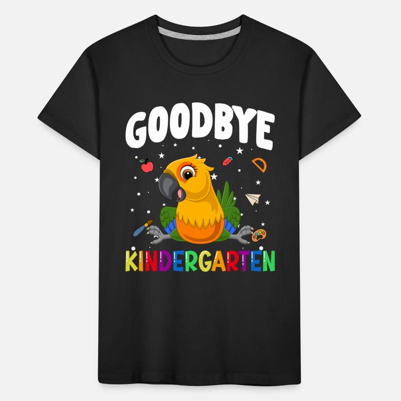 Goodbye Kindergarten Papagei Einschulung Schule Kinder Premium Bio T-Shirt