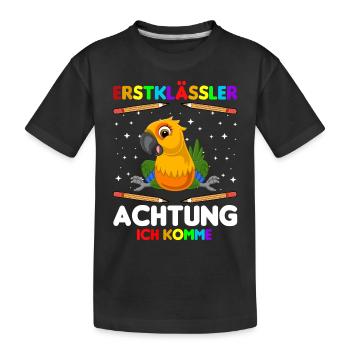 Erstklässler Achtung ich komme - Kinder Premium Bio T-Shirt - Schwarz - Vorne