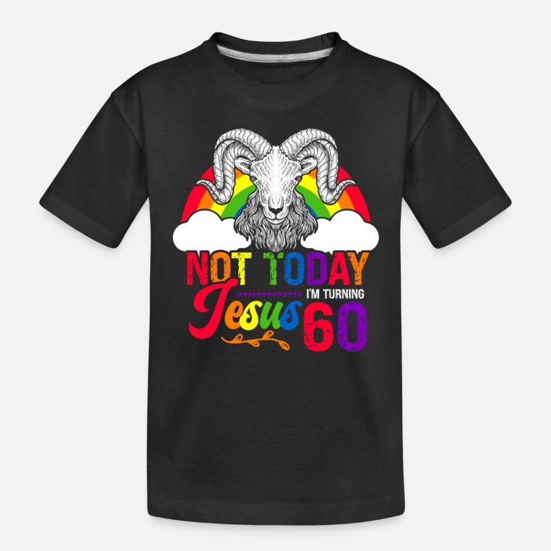 Nicht Heute Jesus Ich Werde 60 Regenbogenschaf - Kinder Premium Bio T-Shirt - Schwarz