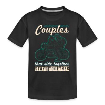 motorcycle pairs saying biker - Kids' Premium Organic T-Shirt - black - Front