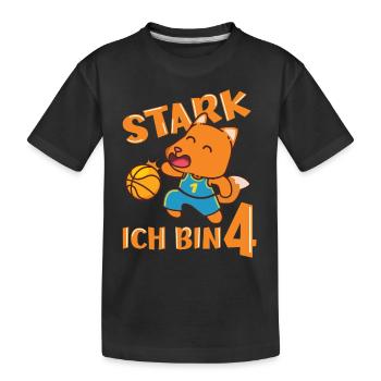 Fuchs Basketballer 4. Geburtstag Stark Ich bin 4 - Kinder Premium Bio T-Shirt - Schwarz - Vorne