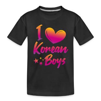 I love Korean boys - Kids' Premium Organic T-Shirt - black - Front