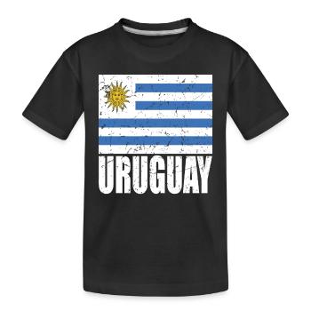 Uruguay Flag - Kids' Premium Organic T-Shirt - black - Front