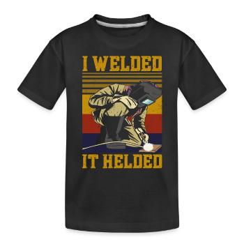 Welder Welding Pun Vintage Retro I - Kids' Premium Organic T-Shirt - black - Front