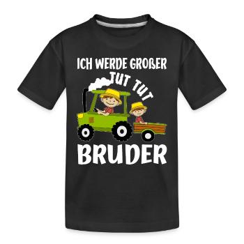 Ich Werde Großer Bruder Bauer & Traktor Idee - Kinder Premium Bio T-Shirt - Schwarz - Vorne