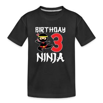 Funny Birthday Ninja 3 years old birthday - Kids' Premium Organic T-Shirt - black - Front