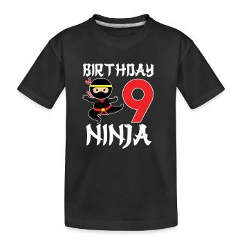 Funny Birthday Ninja 9 years old birthday - Kids' Premium Organic T-Shirt - black - Front