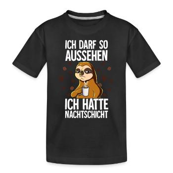 Ich Hatte Nachtschicht Kaffee Faultier - Kinder Premium Bio T-Shirt - Schwarz - Vorne