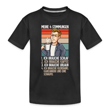 Meine 4 Stimmungen Kaffee Mann - Kinder Premium Bio T-Shirt - Schwarz - Vorne